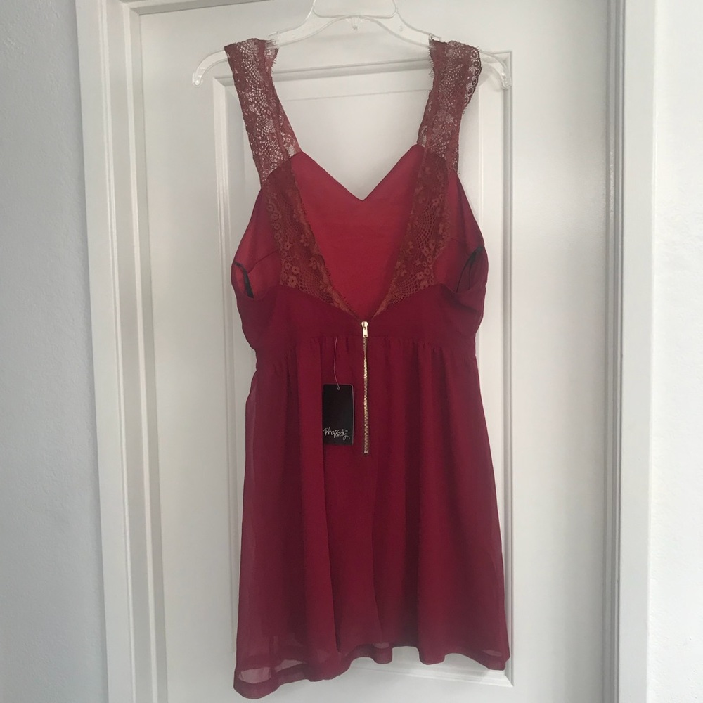 Maroon/red open back dress